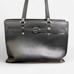 Jack Georges Black Italian Leather Milano Business Tote Bag